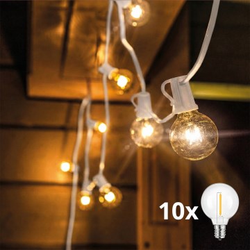 BRILAGI - LED Vonkajší dekoratívny svetelný reťazec GIRLANDA 10xE12/0,6W/230V 8m biela IP44 teplá biela