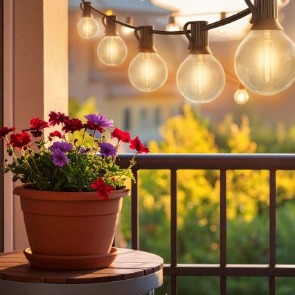 Brilagi - LED vonkajší dekoračný reťazec GIRLANDA 25xE12/0,6W/230V 20m čierna IP44 teplá biela + diaľkové ovládanie