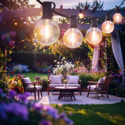 Brilagi - LED vonkajší dekoračný reťazec GIRLANDA 25xE12/0,6W/230V 20m čierna IP44 teplá biela + diaľkové ovládanie