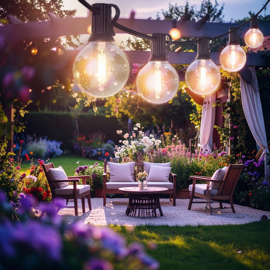 Brilagi - LED vonkajší dekoračný reťazec GIRLANDA 25xE12/0,6W/230V 20m čierna IP44 teplá biela + diaľkové ovládanie