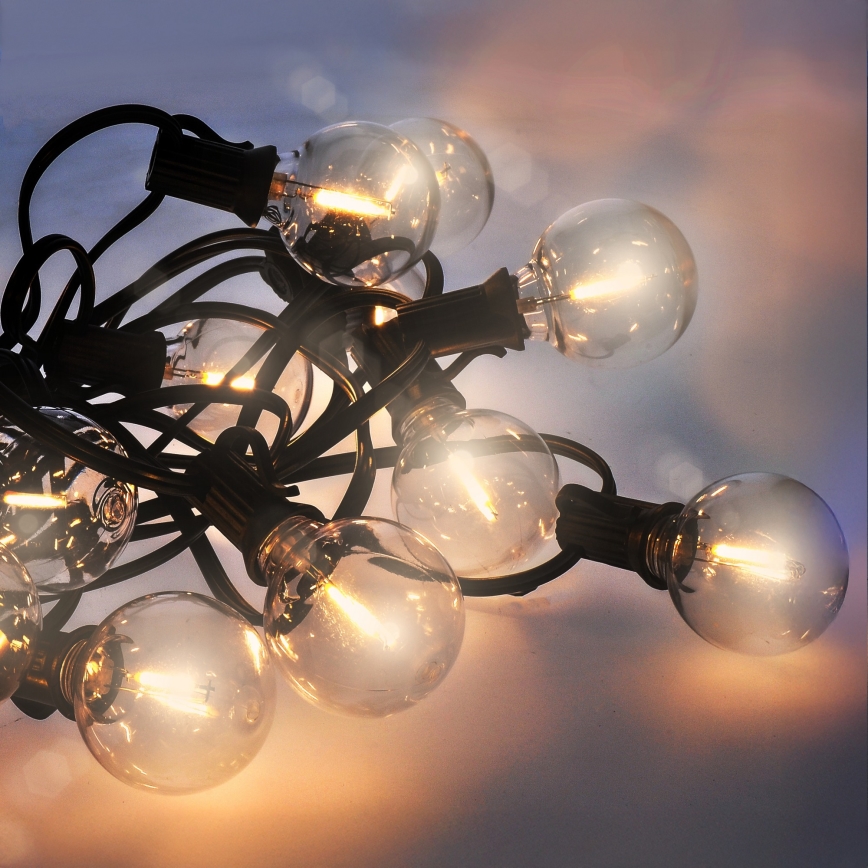 Brilagi - LED vonkajší dekoračný reťazec GIRLANDA 25xE12/0,6W/230V 20m čierna IP44 teplá biela + diaľkové ovládanie