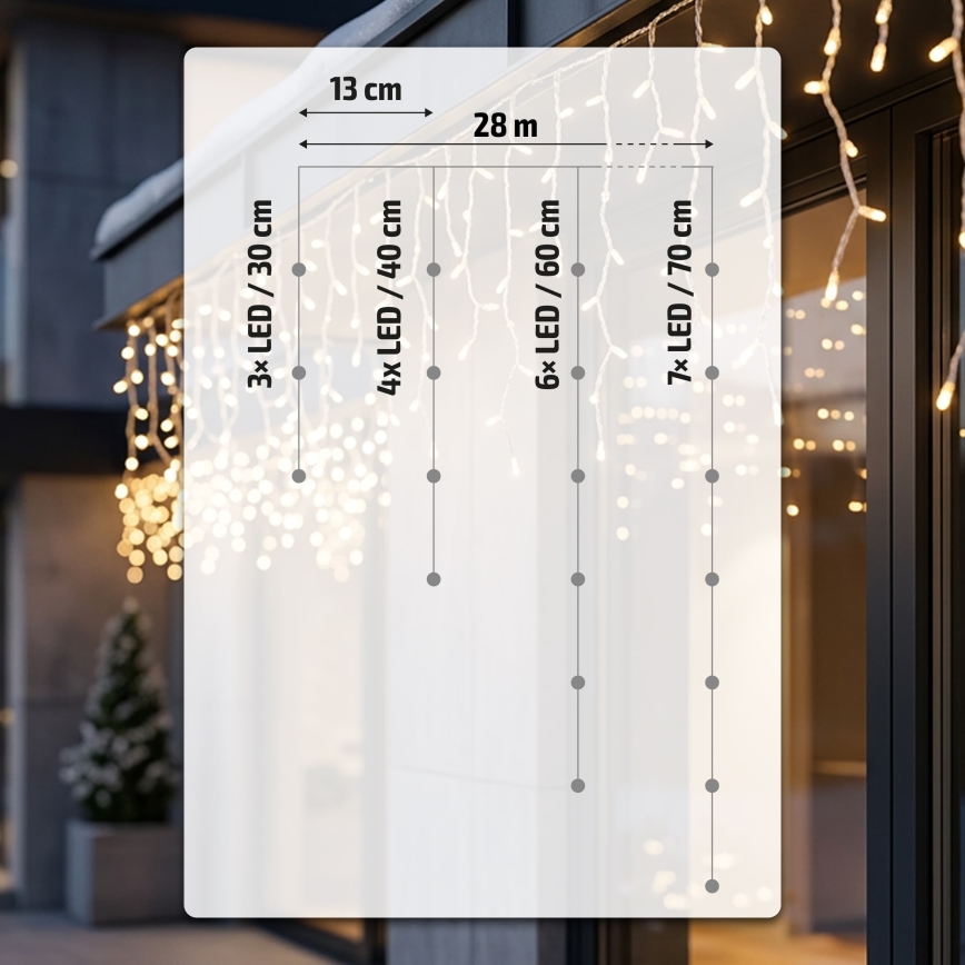 BRILAGI - LED vonkajší vianočný reťaz 1080xLED/8 funkcií 33m IP44 teplá biela cencúle