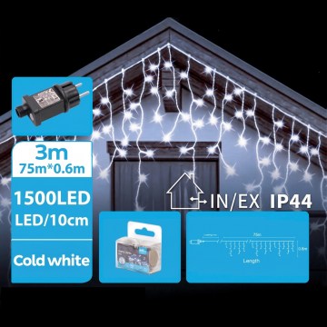 BRILAGI - LED vonkajší vianočný reťaz 1500xLED/12W/8 funkcií 78m IP44 studená biela