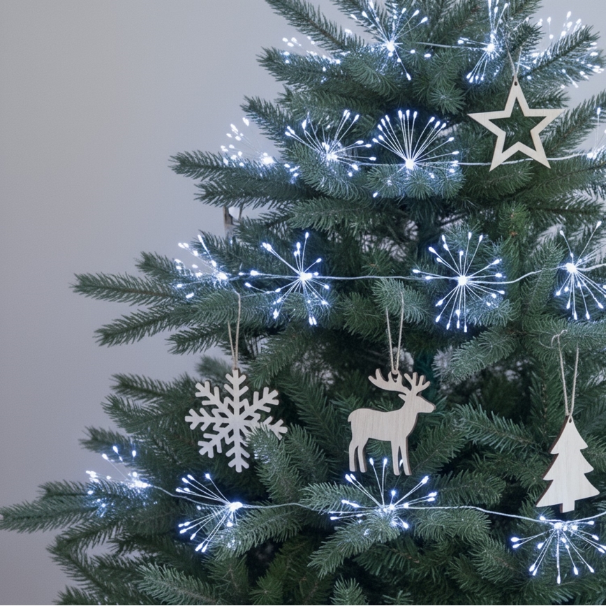 Brilagi - LED vonkajší vianočný reťazec 150 LED, 5 m, IP44, studená biela, efekt ohňostroja