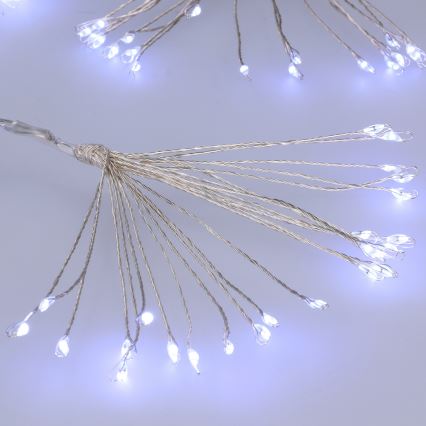 Brilagi - LED vonkajší vianočný reťazec 150 LED, 5 m, IP44, studená biela, efekt ohňostroja
