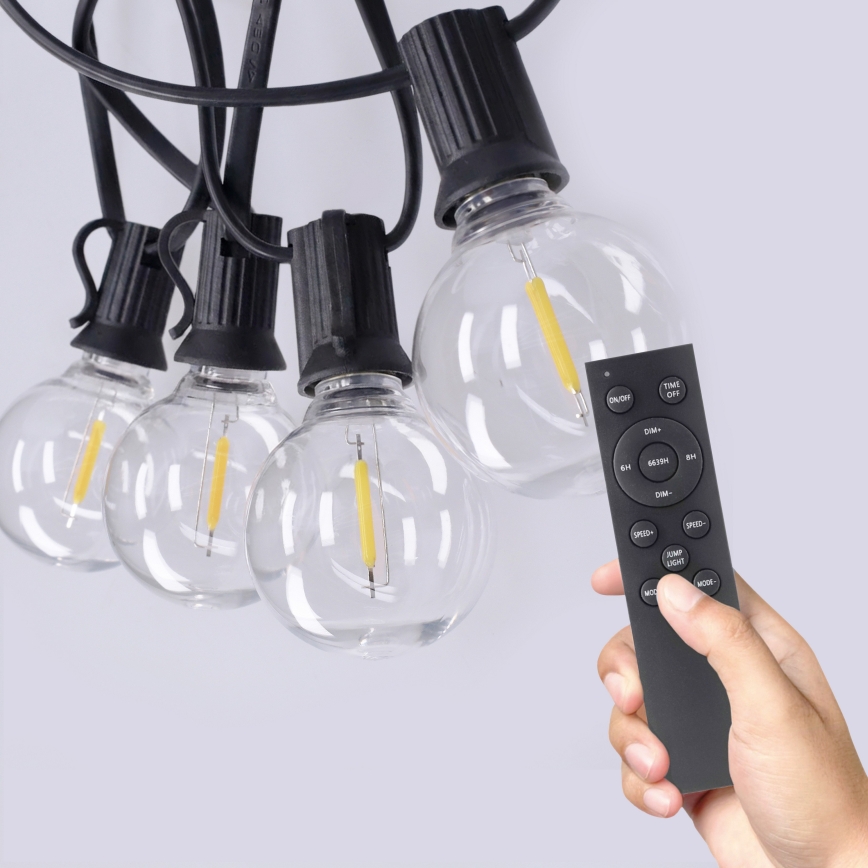 Brilagi - LED vonkajšia dekoračná svetelná reťaz GIRLANDA 25xE12/0,6W/230V 20m čierna IP44 teplá biela + diaľkové ovládanie