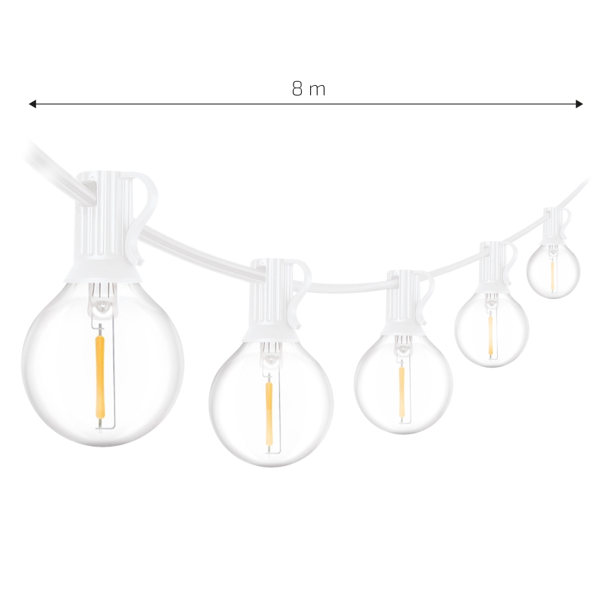Brilagi - LED vonkajšia dekoratívna svetelná reťaz GIRLANDA 10xE12/0,6W/230V 8m biela IP44 teplá biela