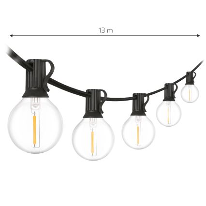 Brilagi - LED vonkajšia dekoračná girlanda GIRLANDA 18xE12/0,6W/230V 13m čierna IP44 teplá biela