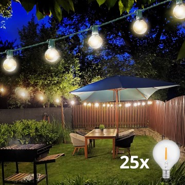 Brilagi - LED Vonkajšia dekoratívna reťaz GIRLANDA 25xE12/0,8W/230V 20m zelená IP44 teplá biela