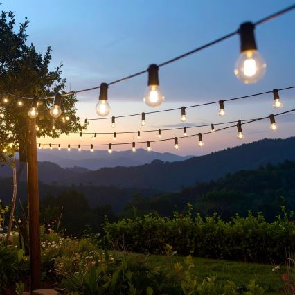 Brilagi - LED vonkajšia dekoračná reťaz GIRLANDA 25xE12/0,6W/230V 20m čierna IP44 teplá biela + diaľkové ovládanie