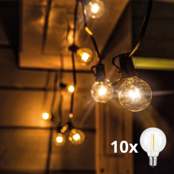 Brilagi - LED vonkajšia dekoratívna svetelná reťaz GIRLANDA 10xE12/0,6W/230V 8m čierna IP44 teplá biela