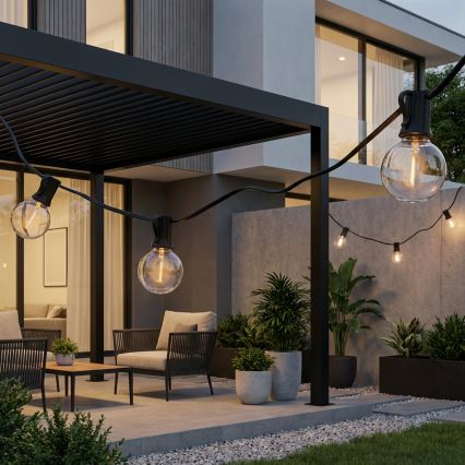 Brilagi - LED vonkajšia dekoratívna svetelná reťaz GIRLANDA 10xE12/0,6W/230V 8m čierna IP44 teplá biela