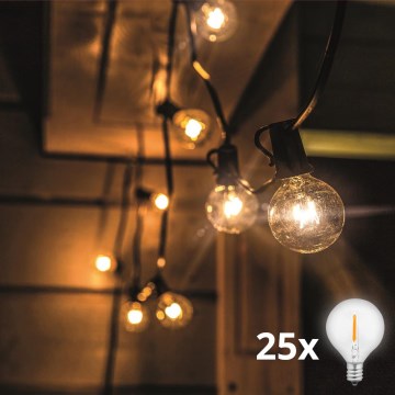 Brilagi - LED vonkajšia dekoratívna svetelná reťaz GIRLANDA 25xE12/0,36W/24V 20m čierna IP44 teplá biela
