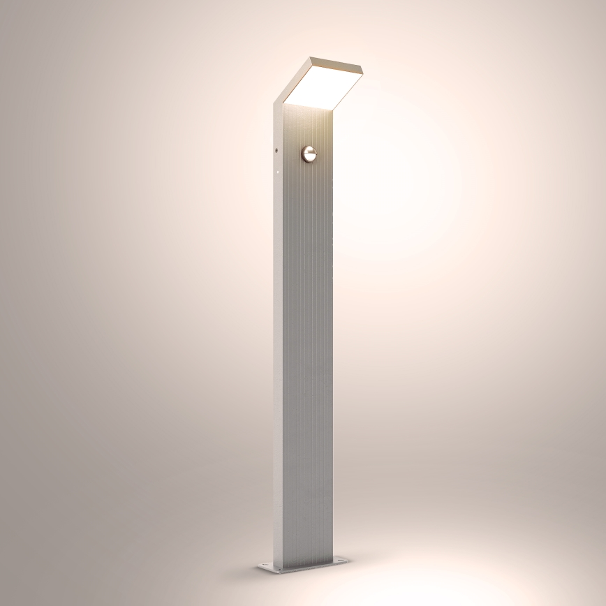 Brilagi - LED vonkajšia lampa so senzorom RIANO LED/8W/230V strieborná IP65 80 cm