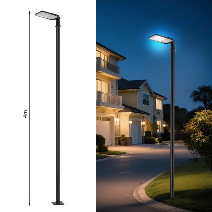 Brilagi - LED vonkajšie pouličné svietidlo so stĺpom a kĺbom 4 m URBANLIGHT LED/100W/230V čierne IP65