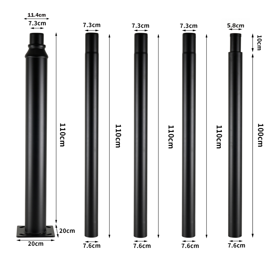 Brilagi - LED vonkajšie uličné svietidlo so stĺpom 5 m URBANSPARK LED/120W/230V čierne IP65