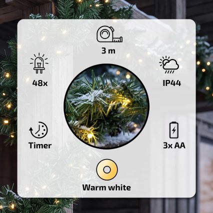 BRILAGI - LED vonkajšia vianočná dekorácia GIRLANDA LED/3xAA 300 cm IP44