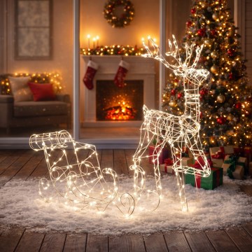 BRILAGI - LED Vonkajšia vianočná dekorácia LED/3,6W/8 funkcií 100 cm IP44 sob so sánkami teplá biela