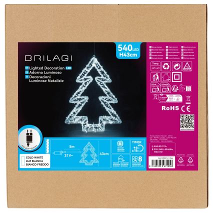BRILAGI - LED Vonkajšia vianočná dekorácia LED/6W/8 funkcií 43 cm IP44 strom studená biela