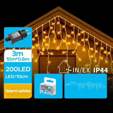 Brilagi - LED vonkajšia vianočná reťaz 200xLED/8 funkcií 13x0,6m IP44 teplá biela