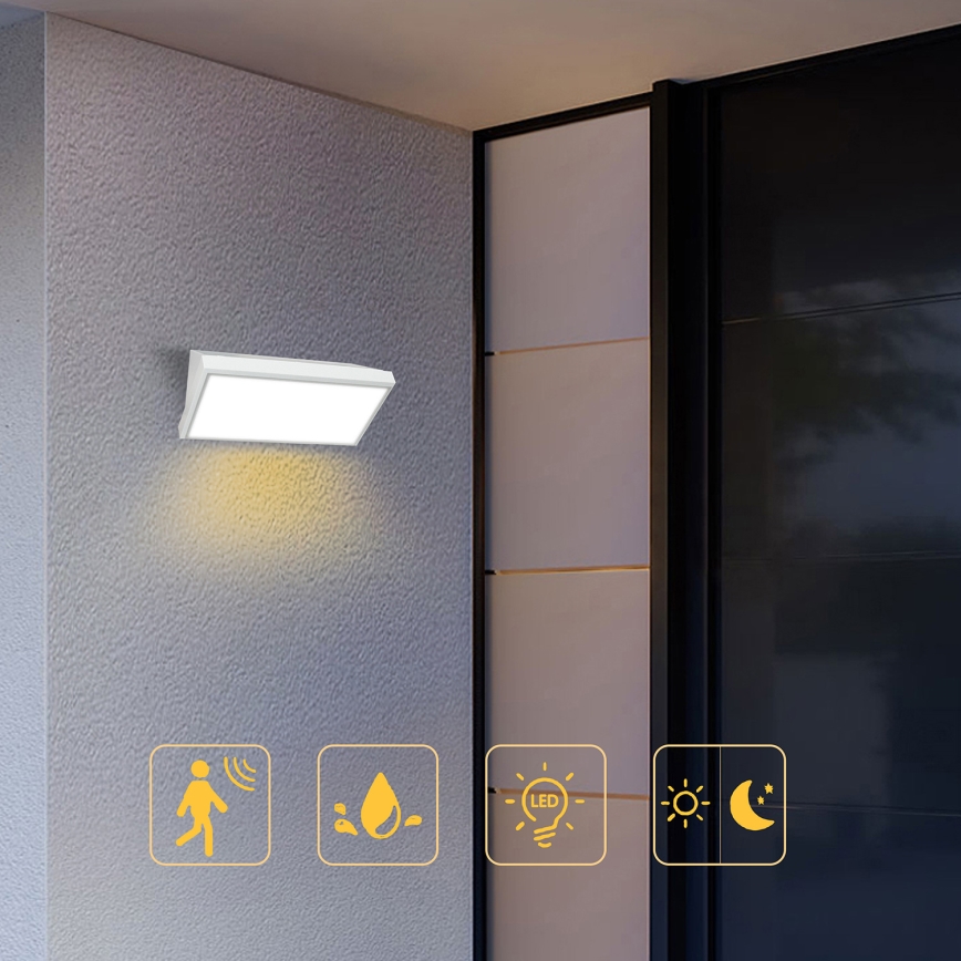 Brilagi - LED Vonkajšie nástenné svietidlo so senzorom TRIANGLE LED/20W/230V biela IP65