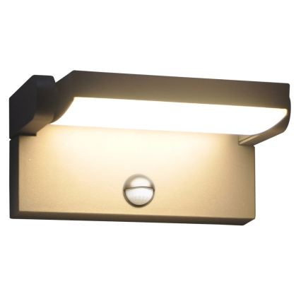 BRILAGI - Vonkajšie nástenné LED svietidlo so senzorom pohybu a súmraku ANKLE LED/12W/230V IP65 čierna