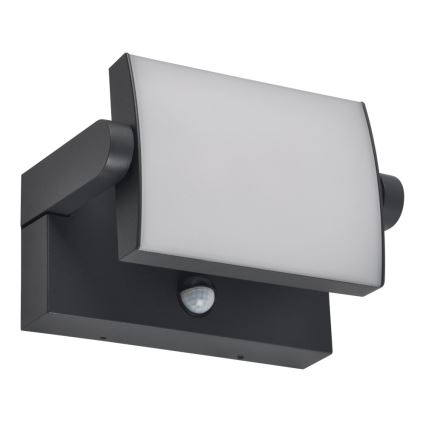 BRILAGI - Vonkajšie nástenné LED svietidlo so senzorom pohybu a súmraku ANKLE LED/12W/230V IP65 čierna