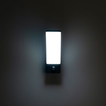BRILAGI - LED Vonkajšie nástenné svietidlo so senzorom pohybu a súmraku ARCELO LED/12W/230V IP65 čierna