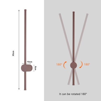 Brilagi - LED vonkajšie nástenné svietidlo AURA LED/12W/230V 3000K IP54 65 cm hnedé CRI 90