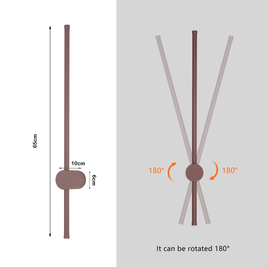 Brilagi - LED vonkajšie nástenné svietidlo AURA LED/12W/230V 3000K IP54 65 cm hnedé CRI 90