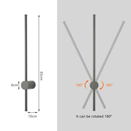 Brilagi - LED vonkajšie nástenné svietidlo AURA LED/12W/230V 4000K IP54 65 cm antracit