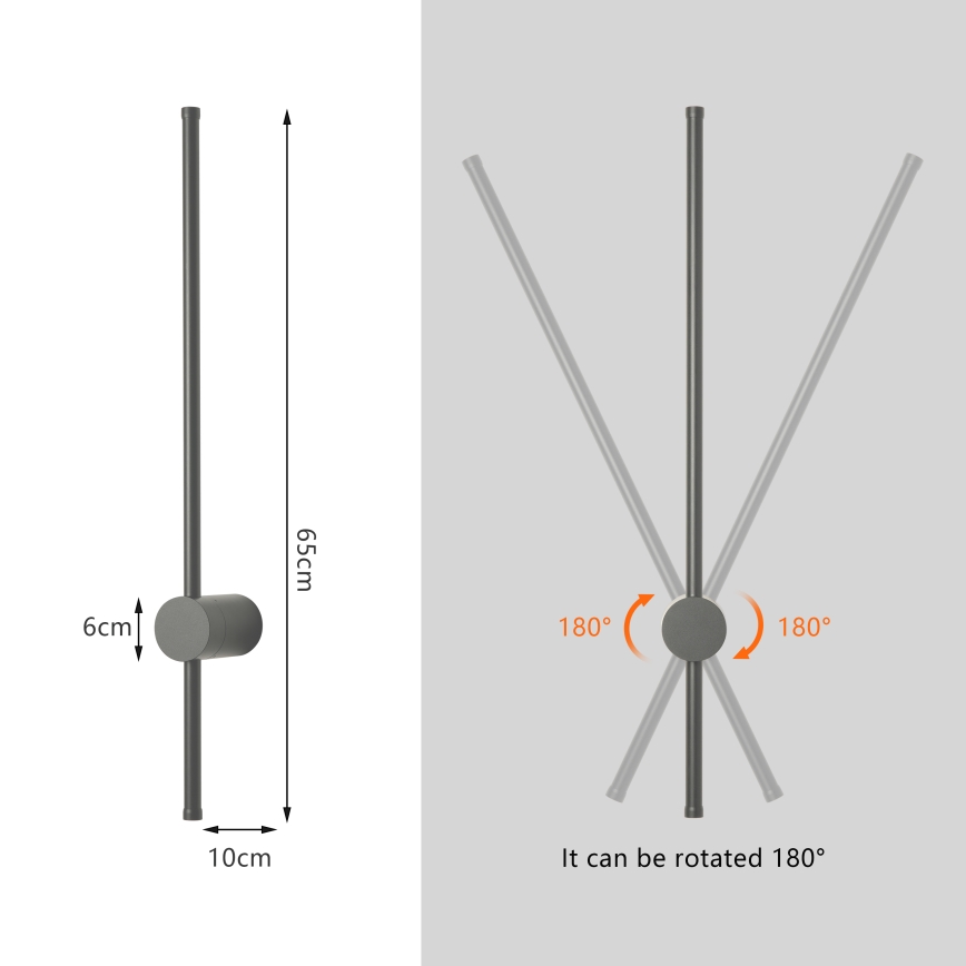 Brilagi - LED vonkajšie nástenné svietidlo AURA LED/12W/230V 4000K IP54 65 cm antracit
