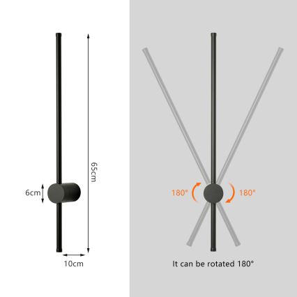 Brilagi - LED vonkajšie nástenné svietidlo AURA LED/12W/230V 4000K IP54 65 cm čierna