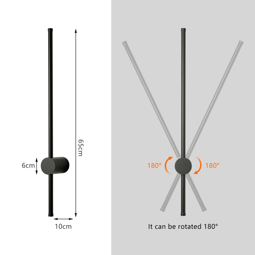 Brilagi - LED vonkajšie nástenné svietidlo AURA LED/12W/230V 4000K IP54 65 cm čierna