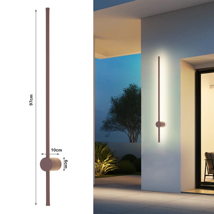 Brilagi - LED vonkajšie nástenné svietidlo AURA LED/20W/230V 3000K IP54 97 cm hnedé CRI 90