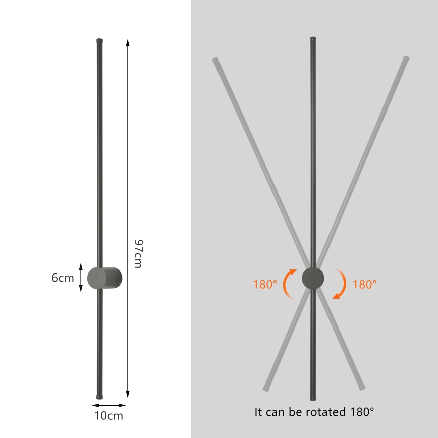 Brilagi - LED Vonkajšie nástenné svietidlo AURA LED/20W/230V 3000K IP54 97 cm antracit CRI 90