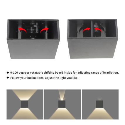 Brilagi – LED vonkajšie nástenné svietidlo DOUBLERAY, LED 4 W / 230 V, antracit, krytie IP65