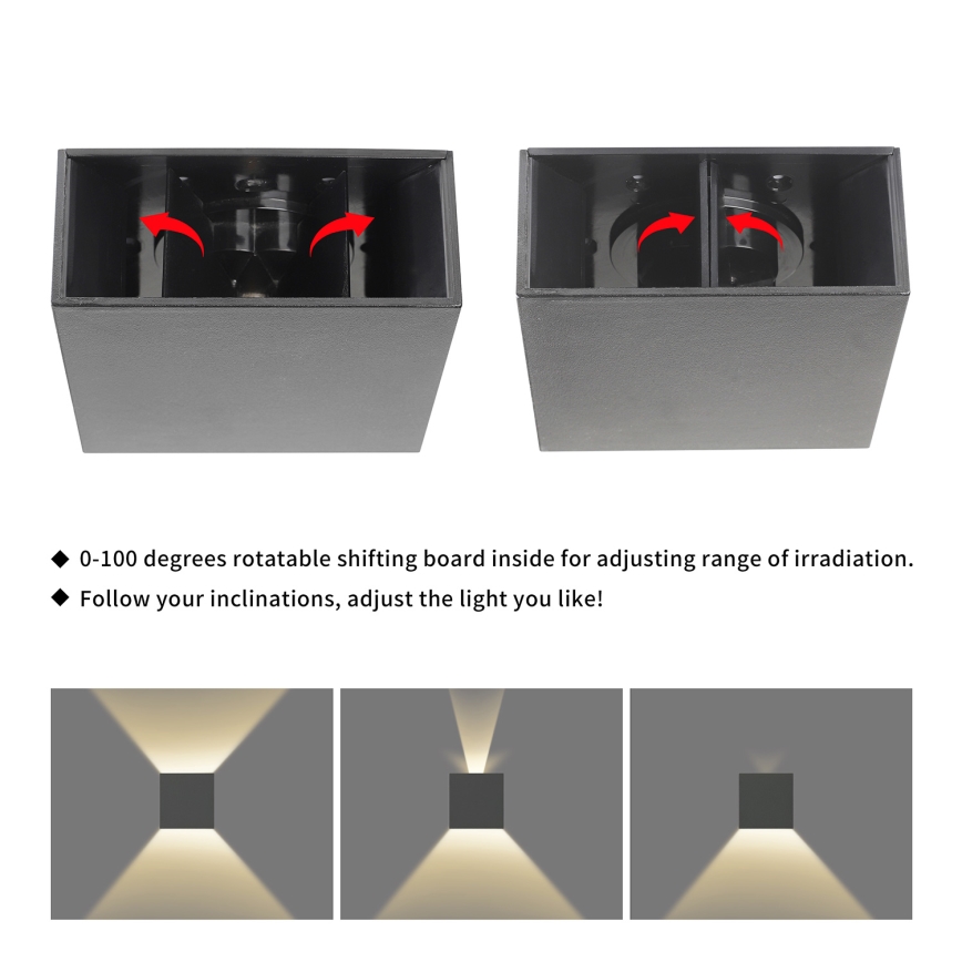 Brilagi – LED vonkajšie nástenné svietidlo DOUBLERAY, LED 4 W / 230 V, antracit, krytie IP65