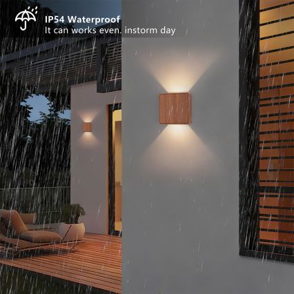 Brilagi - LED vonkajšie nástenné svietidlo DOUBLERAY LED/6W/230V drevený dekor IP54