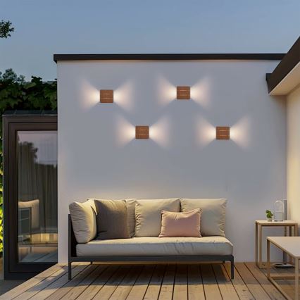 Brilagi - LED vonkajšie nástenné svietidlo DOUBLERAY LINE LED/6W/230V dekor dreva IP54