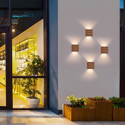 Brilagi - LED vonkajšie nástenné svietidlo DOUBLERAY LINE LED/6W/230V dekor dreva IP54