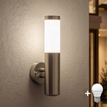 BRILAGI - LED vonkajšie nástenné svietidlo ELIA 1xE27/7W/230V 4000K IP44 matný chróm