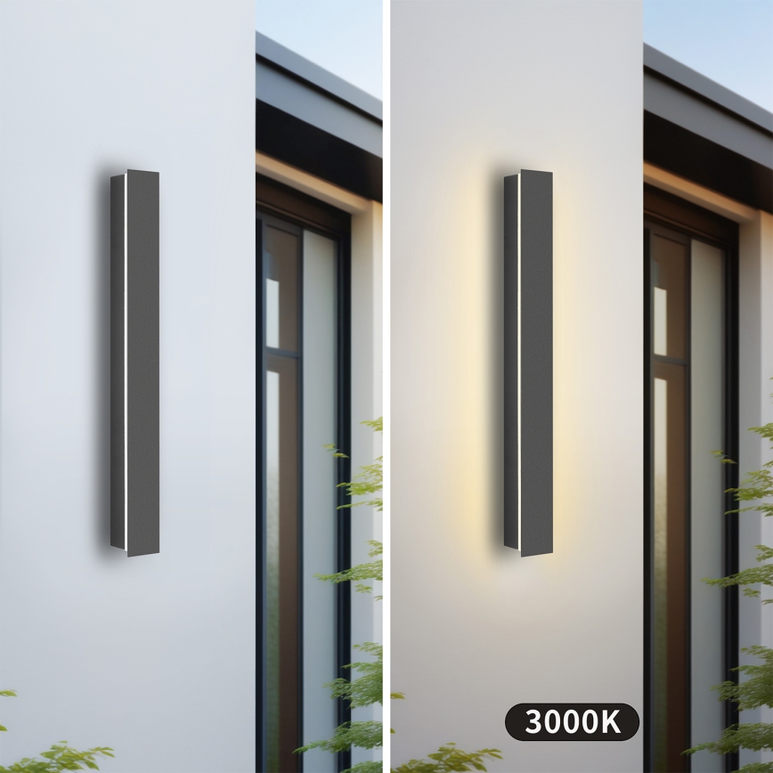 Brilagi - Vonkajšie nástenné LED svietidlo LINEAR, 12 W, 230 V, 3000 K, IP65, 50 cm, antracit