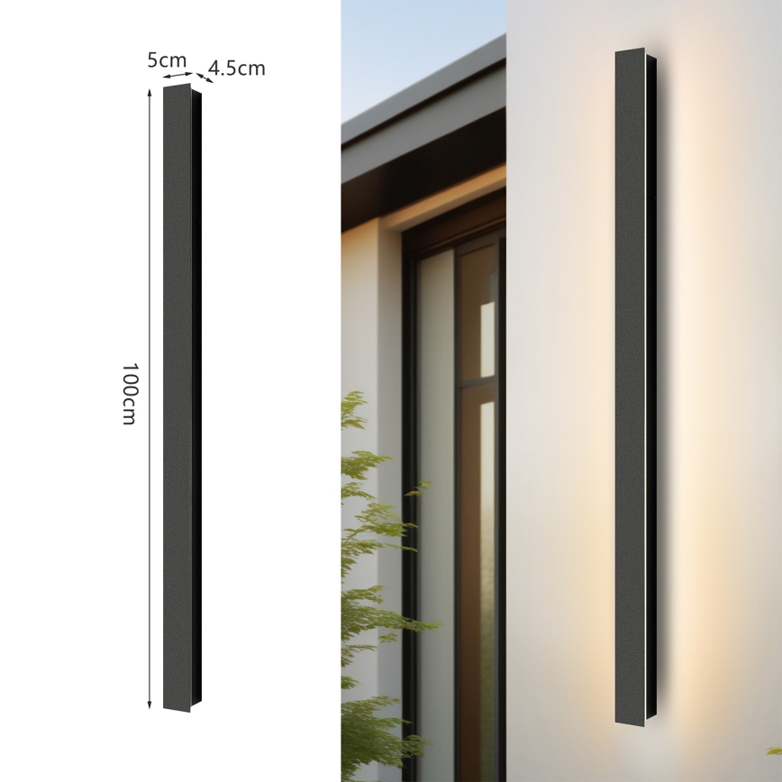 Brilagi - LED vonkajšie nástenné svietidlo LINEAR LED/22W/230V 3000K IP65 100 cm čierne