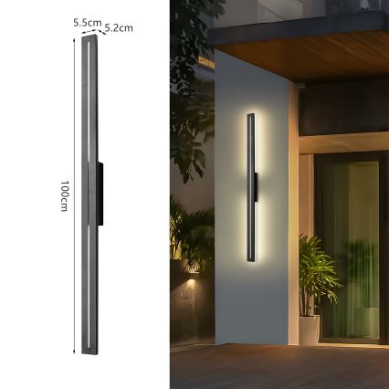 Brilagi - LED vonkajšie nástenné svietidlo LINEO LED/24W/230V 4000K IP65 100 cm čierna CRI 90