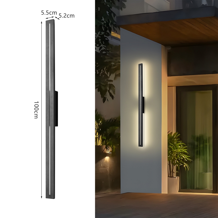 Brilagi - LED vonkajšie nástenné svietidlo LINEO LED/24W/230V 4000K IP65 100 cm čierna CRI 90
