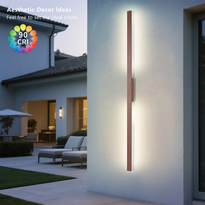 Brilagi - LED vonkajšie nástenné svietidlo LUNA LED/30W/230V 3000K IP65 150 cm hnedé CRI 90