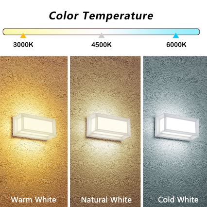 Brilagi - LED vonkajšie nástenné svietidlo PARKER LED/12W/230V 3000/4500/6000K biela IP44