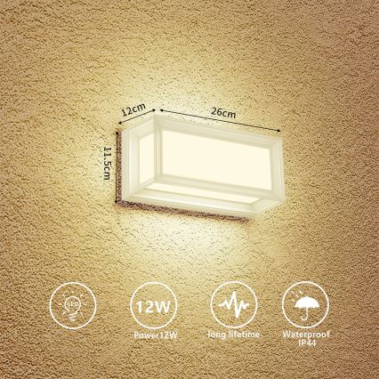 Brilagi - LED vonkajšie nástenné svietidlo PARKER LED/12W/230V 3000/4500/6000K biela IP44