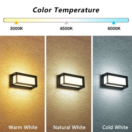 Brilagi - LED vonkajšie nástenné svietidlo PARKER LED/12W/230V 3000/4500/6000K čierne IP44